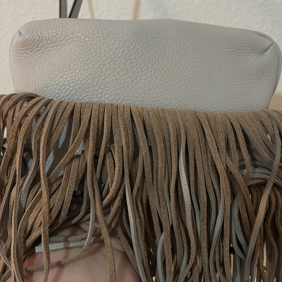 Rebecca Minkoff Fringe Leather Clutch Crossbody Bag, Beige - Picture 9 of 9